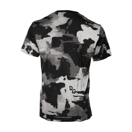 Tricou Dolce & Gabbana cu decolteu la baza gâtului, camuflaj multicolor