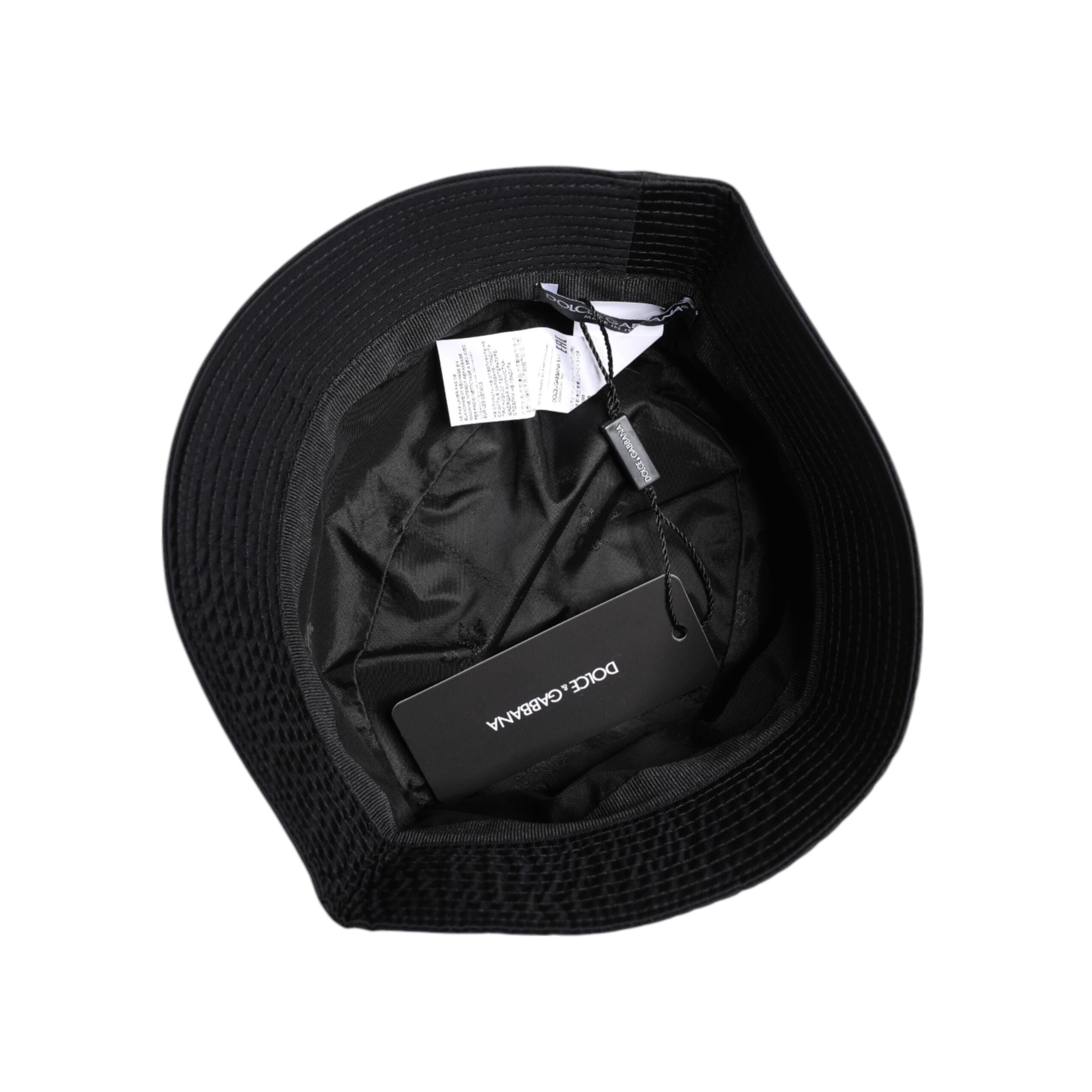 Dolce & Gabbana Black Cotton Wide Brim Bucket Hat