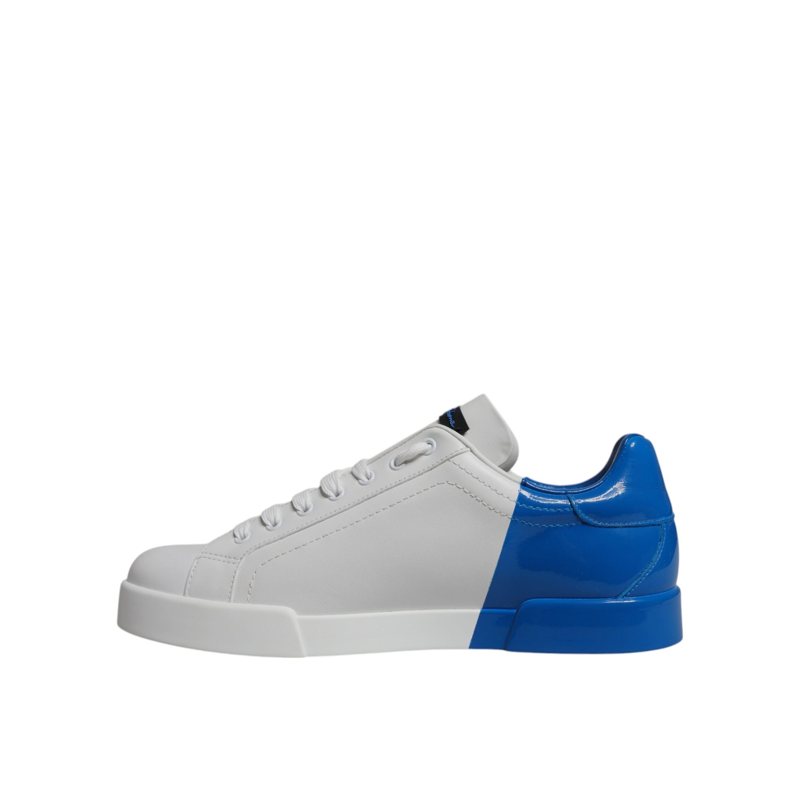 Adidași joși Dolce & Gabbana din piele, albi cu albastru și logo