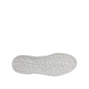 Adidași joși Dolce & Gabbana din piele, albi cu albastru și logo