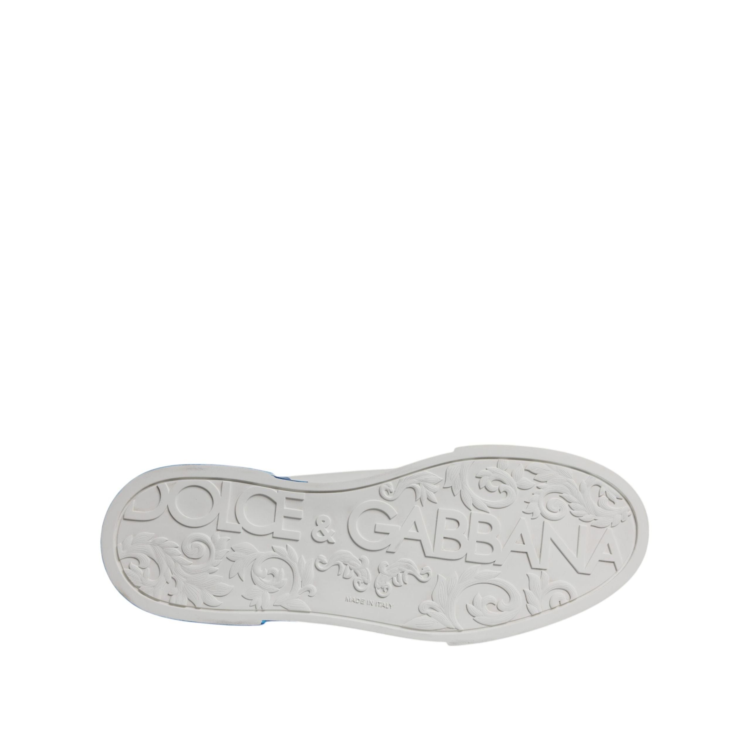Adidași joși Dolce & Gabbana din piele, albi cu albastru și logo