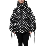 Dolce & Gabbana Black White Polka Dot Full Zip Puffer Jacket