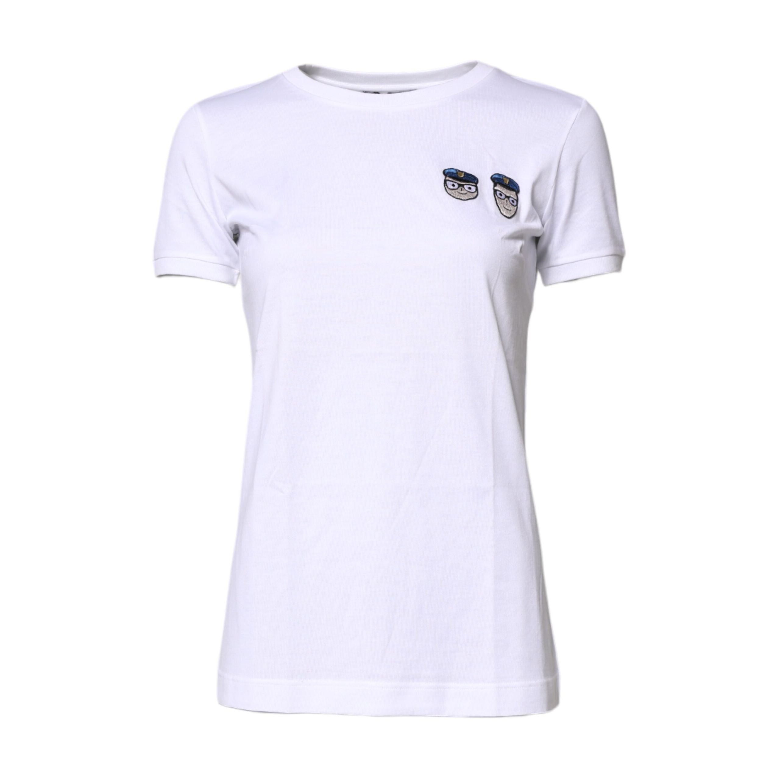 Dolce & Gabbana Tricou alb din bumbac, la baza gâtului, cu imprimeu #DGFamily