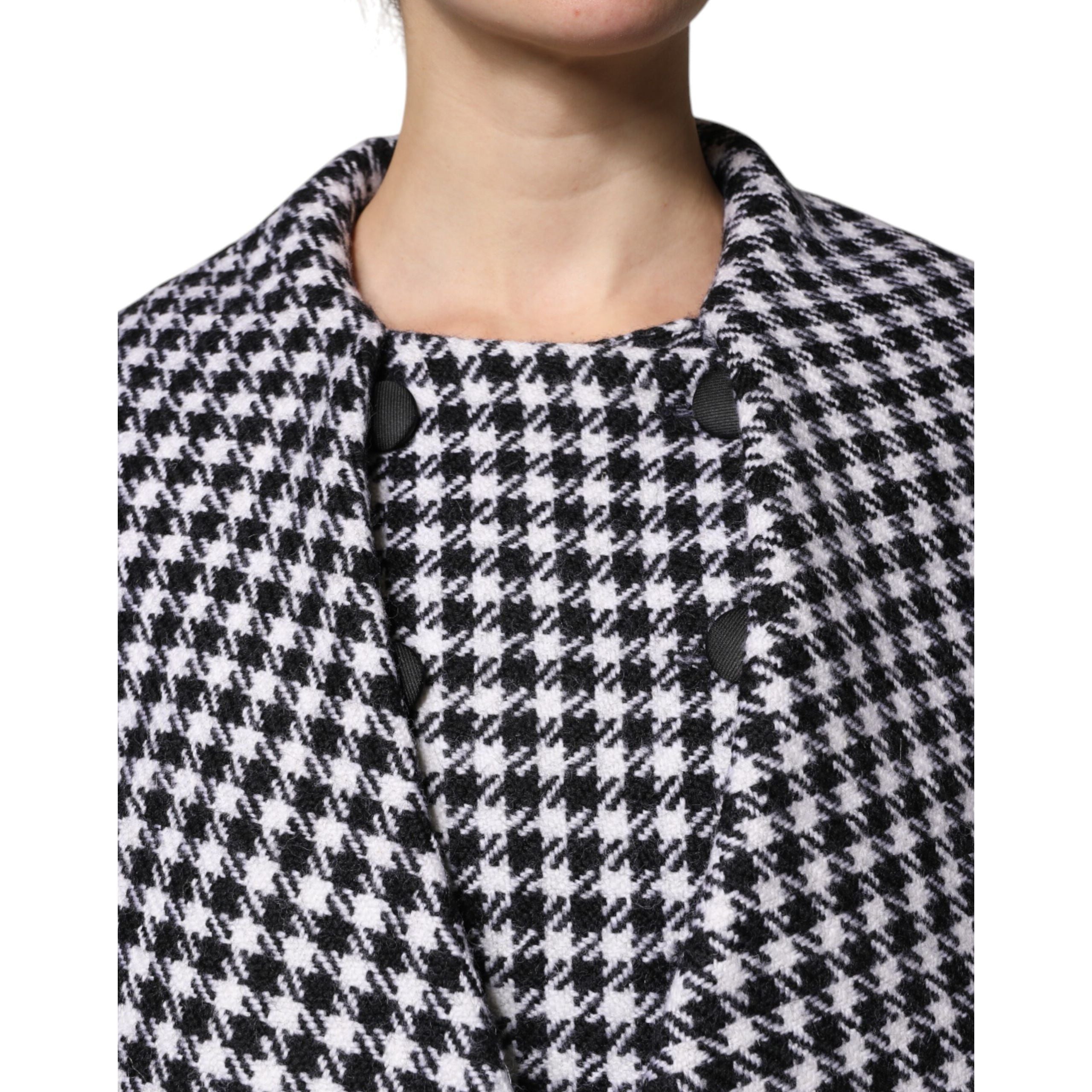 Dolce & Gabbana Black White Monochrome Patterned Floral Cape Jacket