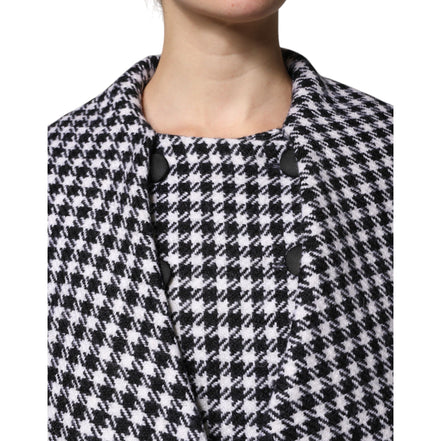 Dolce & Gabbana Black White Monochrome Patterned Floral Cape Jacket