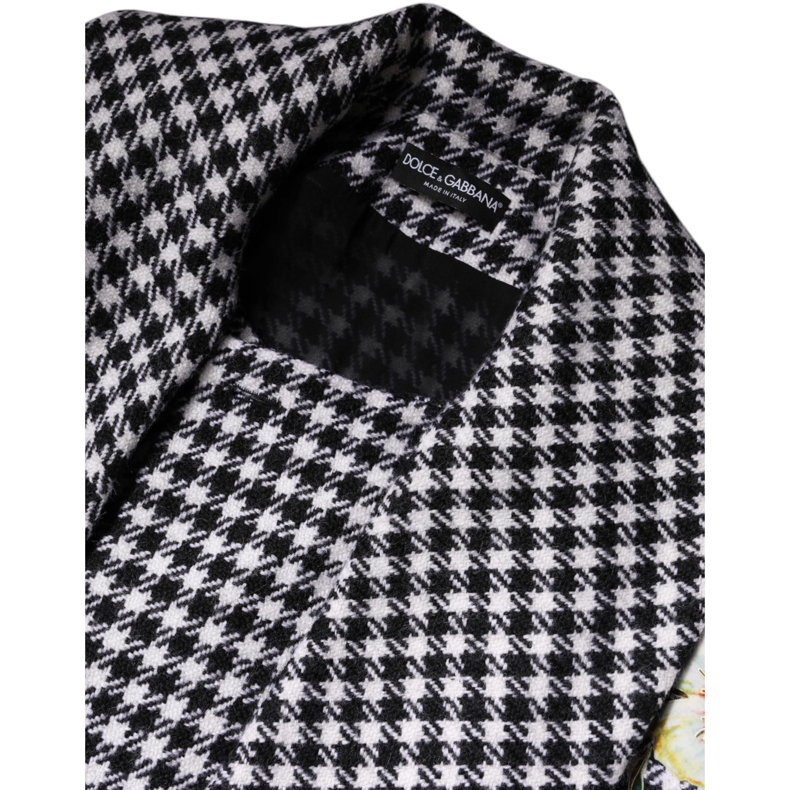Dolce & Gabbana Black White Monochrome Patterned Floral Cape Jacket