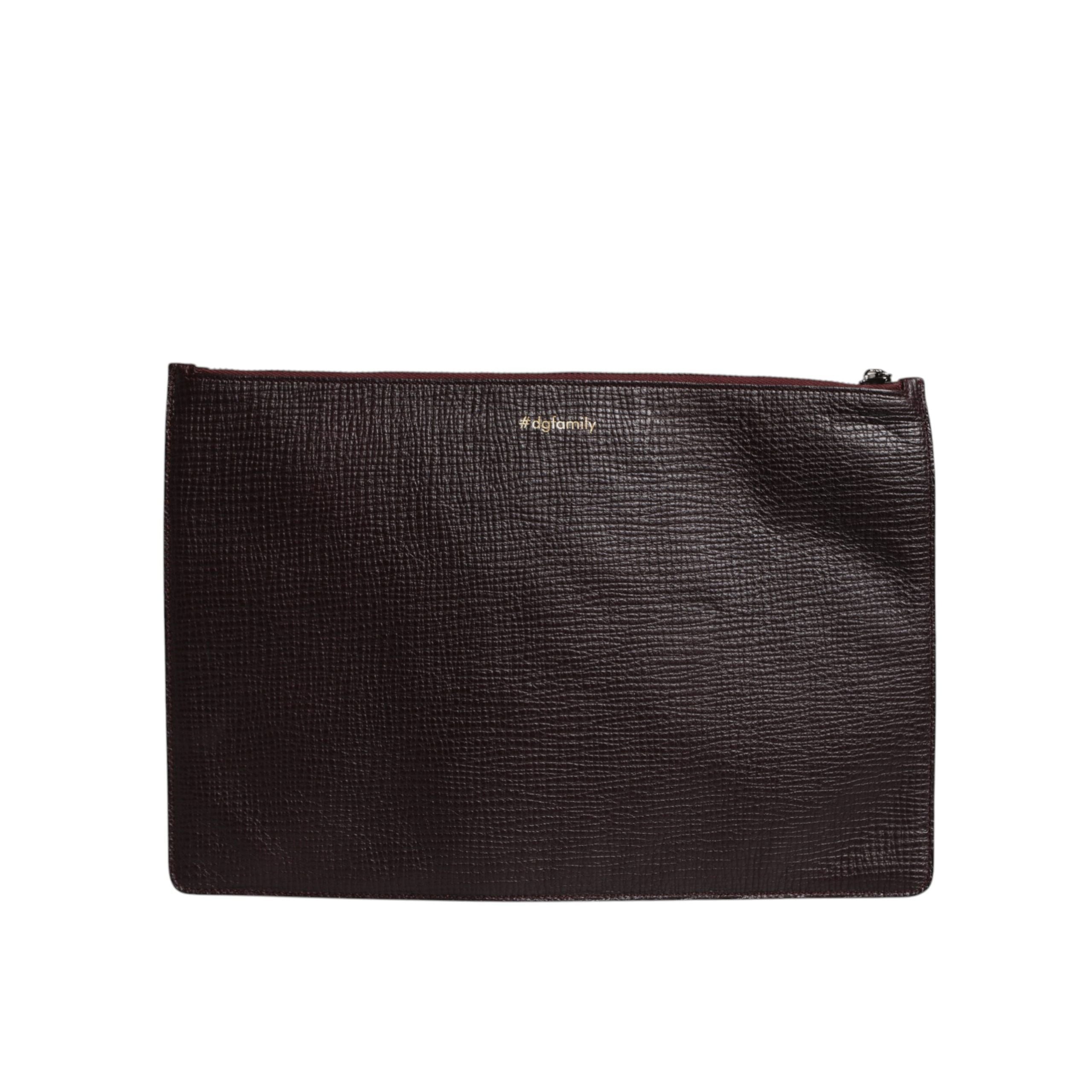 Dolce & Gabbana Brown Leather #DGFAMILY Embellished Clutch Pouch Bag