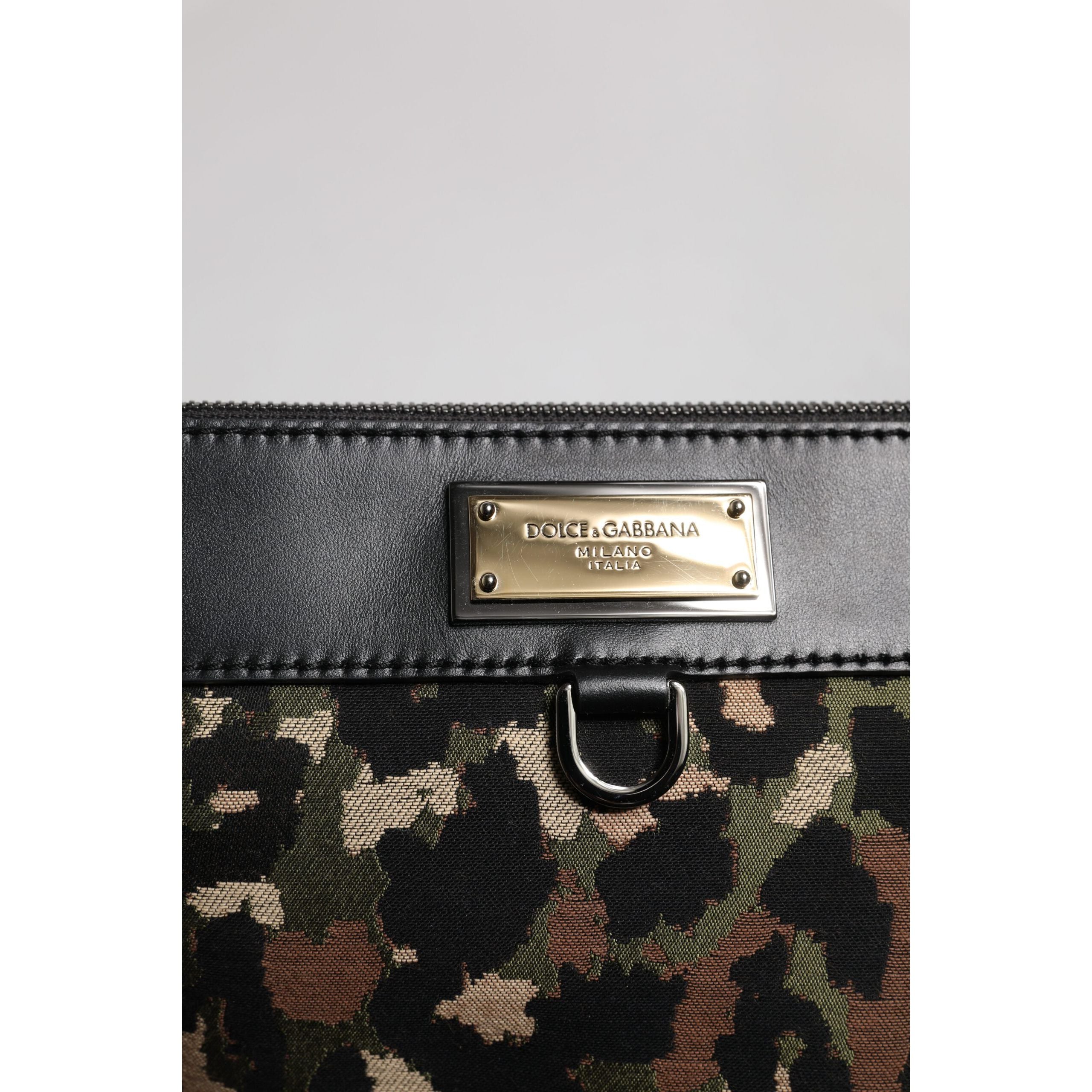 Dolce & Gabbana Multicolor Leopard Jacquard Logo Pouch Bag