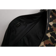 Dolce & Gabbana Multicolor Leopard Jacquard Logo Pouch Bag