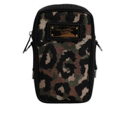 Dolce & Gabbana Multicolor Leopard Jacquard Logo Neck Strap Bag