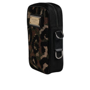 Dolce & Gabbana Multicolor Leopard Jacquard Logo Neck Strap Bag