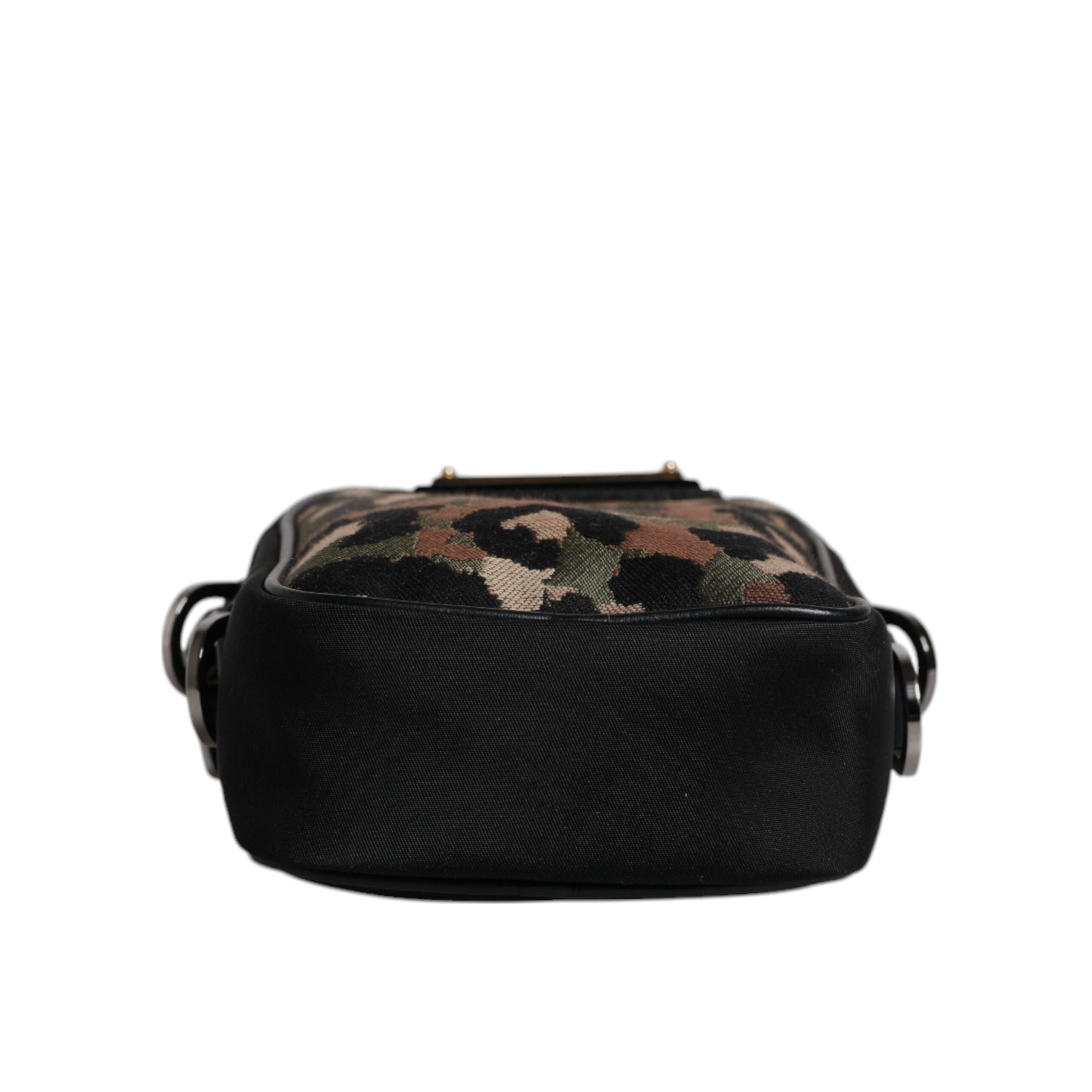 Dolce & Gabbana Multicolor Leopard Jacquard Logo Neck Strap Bag