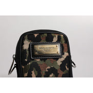 Dolce & Gabbana Multicolor Leopard Jacquard Logo Neck Strap Bag