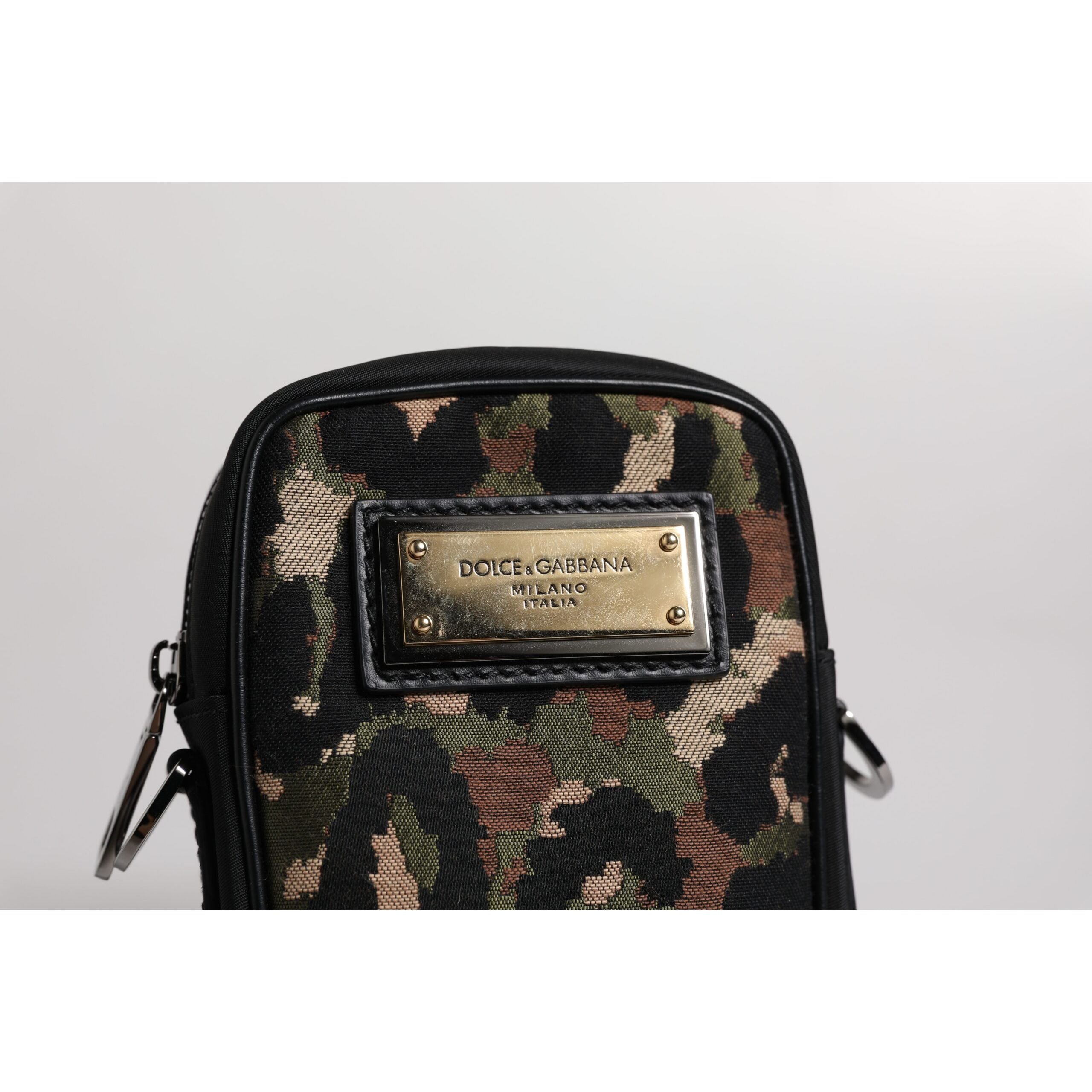 Dolce & Gabbana Multicolor Leopard Jacquard Logo Neck Strap Bag