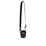 Dolce & Gabbana Multicolor Leopard Jacquard Logo Neck Strap Bag