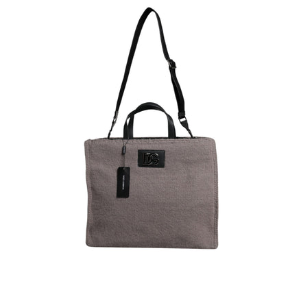 Geantă tote Dolce & Gabbana gri, din lână de alpacă, cu logo
