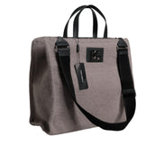 Dolce & Gabbana Grey Alpaca Wool Logo Tote Bag
