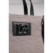 Dolce & Gabbana Grey Alpaca Wool Logo Tote Bag