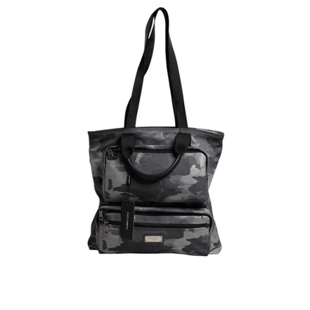 Geantă tote Dolce & Gabbana gri camuflaj din bumbac, cu multiple compartimente