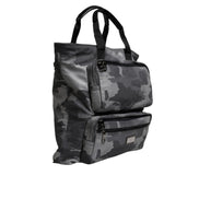 Geantă tote Dolce & Gabbana gri camuflaj din bumbac, cu multiple compartimente