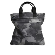 Geantă tote Dolce & Gabbana gri camuflaj din bumbac, cu multiple compartimente