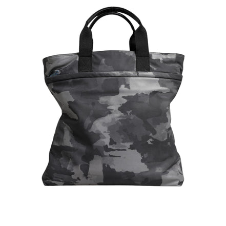 Geantă tote Dolce & Gabbana gri camuflaj din bumbac, cu multiple compartimente