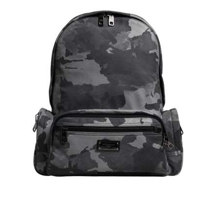 Dolce & Gabbana Grey Cotton Camouflage Logo Backpack