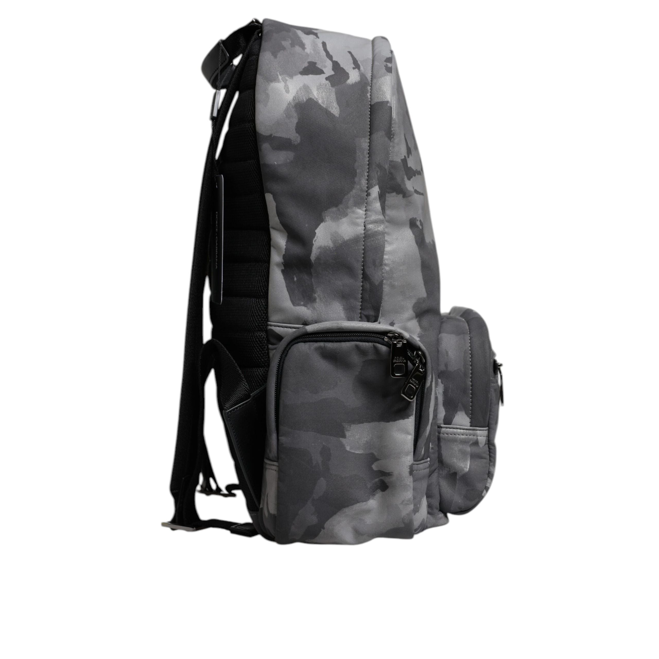 Dolce & Gabbana Grey Cotton Camouflage Logo Backpack