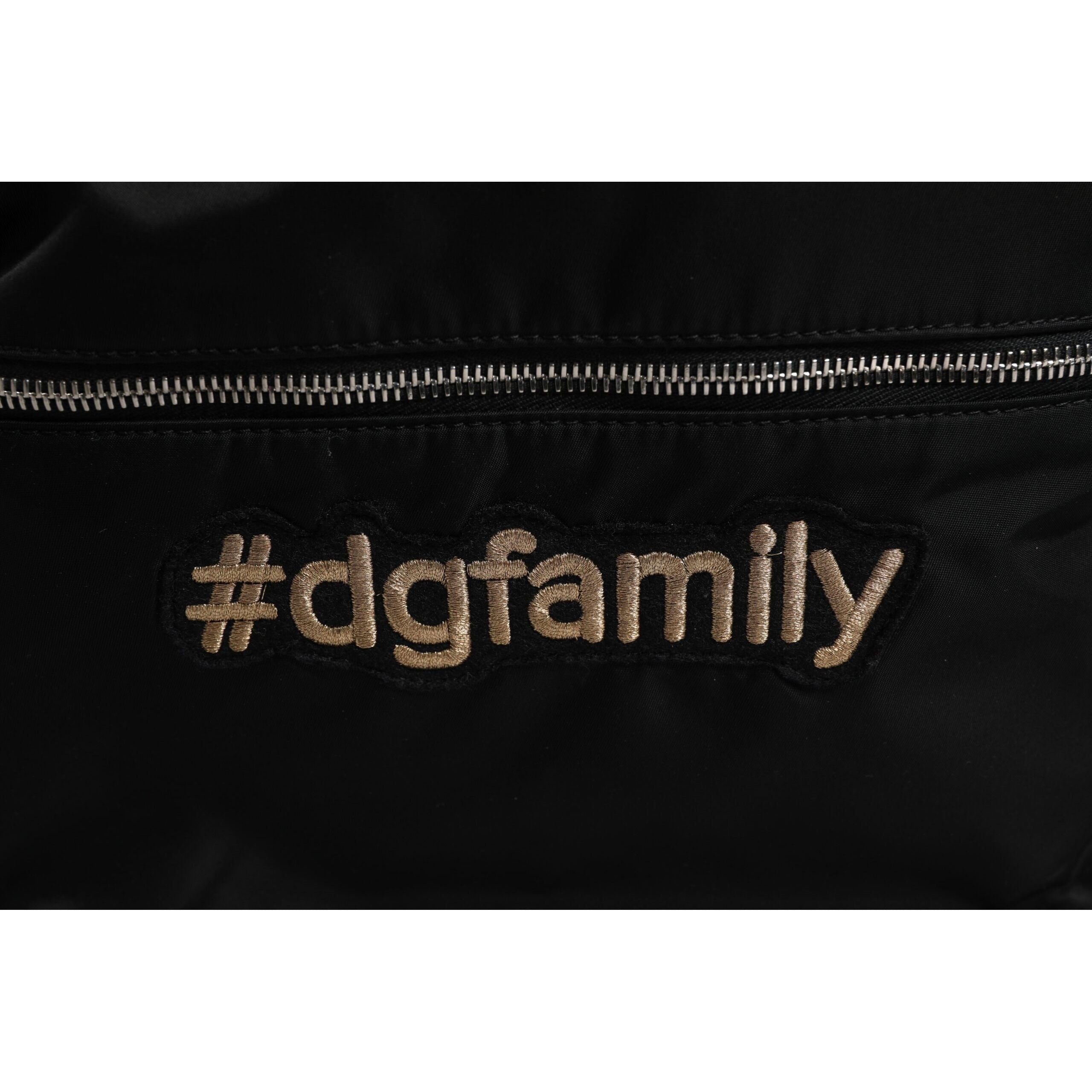 Rucsac Dolce & Gabbana negru, înfrumusețat cu #DGFAMILY, model VULCANO