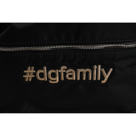 Rucsac Dolce & Gabbana negru, înfrumusețat cu #DGFAMILY, model VULCANO