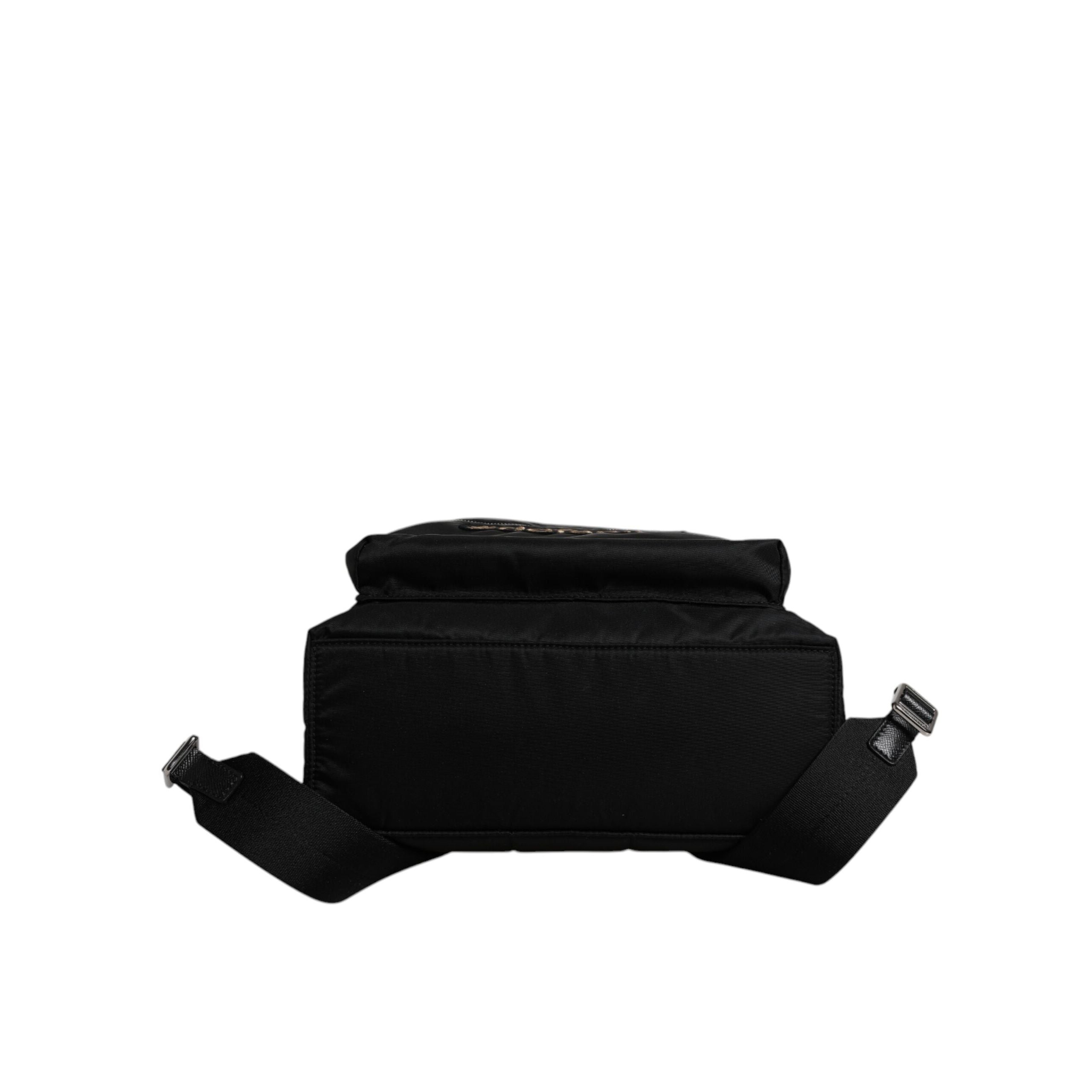Rucsac Dolce & Gabbana negru, înfrumusețat cu #DGFAMILY, model VULCANO
