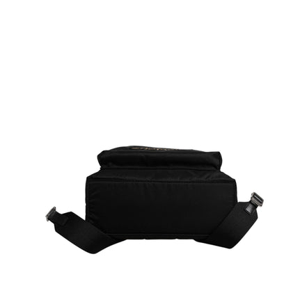 Rucsac Dolce & Gabbana negru, înfrumusețat cu #DGFAMILY, model VULCANO