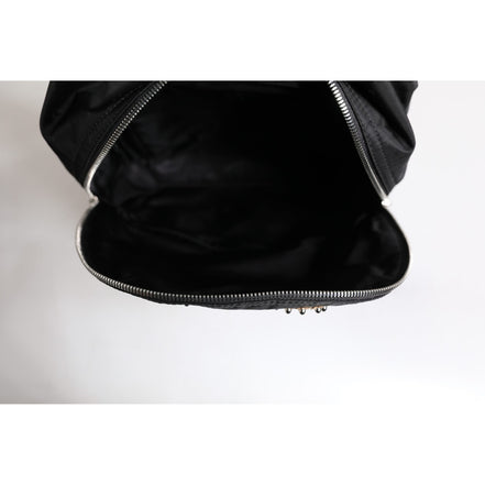 Rucsac Dolce & Gabbana negru, înfrumusețat cu #DGFAMILY, model VULCANO