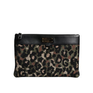Geantă Plic Dolce & Gabbana cu Leopard Jacquard Multicolor și Logo