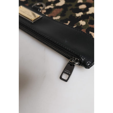 Geantă Plic Dolce & Gabbana cu Leopard Jacquard Multicolor și Logo