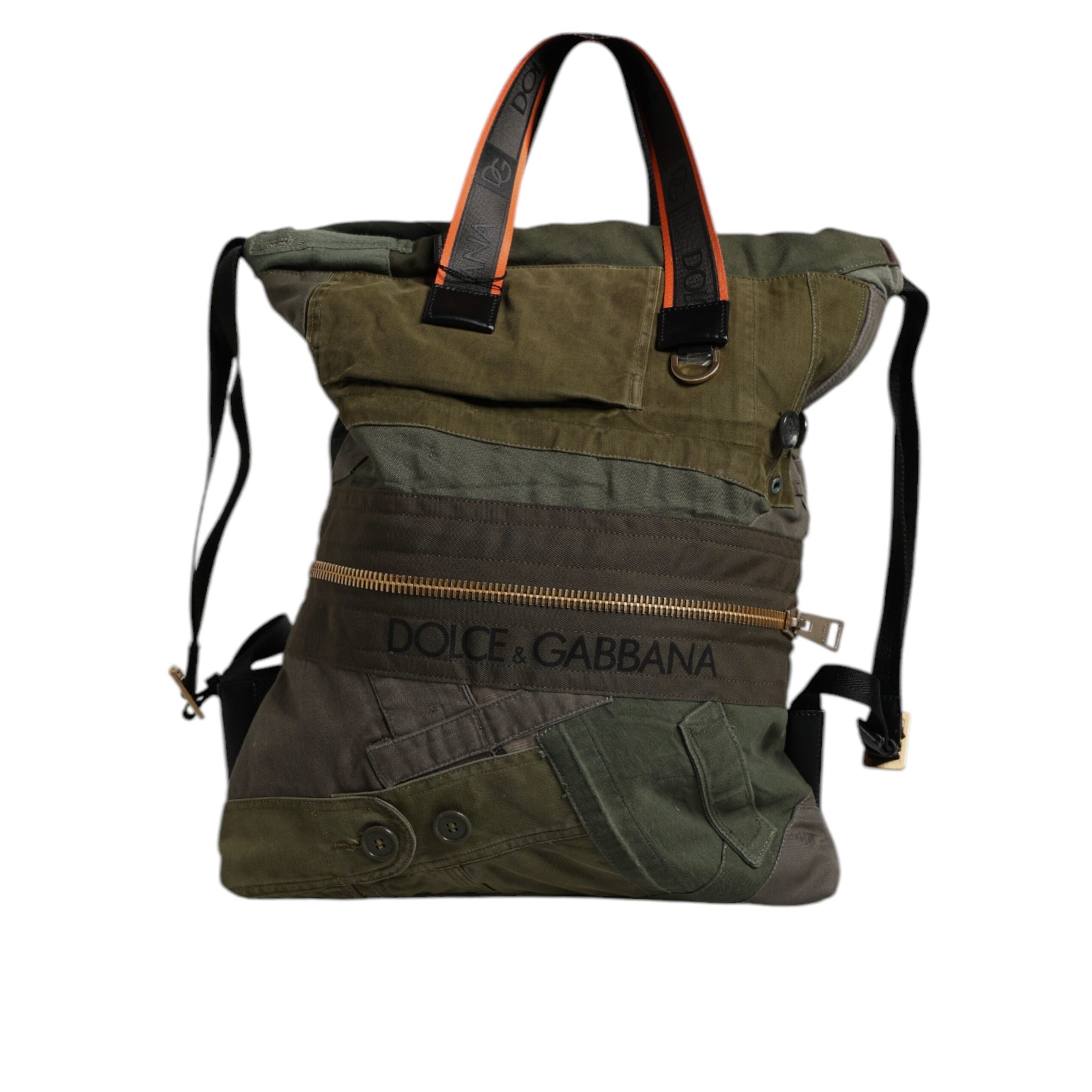 Dolce & Gabbana Military Green Patchwork Backpack