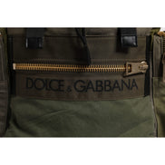 Dolce & Gabbana Military Green Patchwork School Backpack Bag