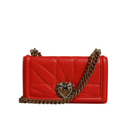 Dolce & Gabbana Red Quilted Devotion Crossbody Chain Phone Cover Bag