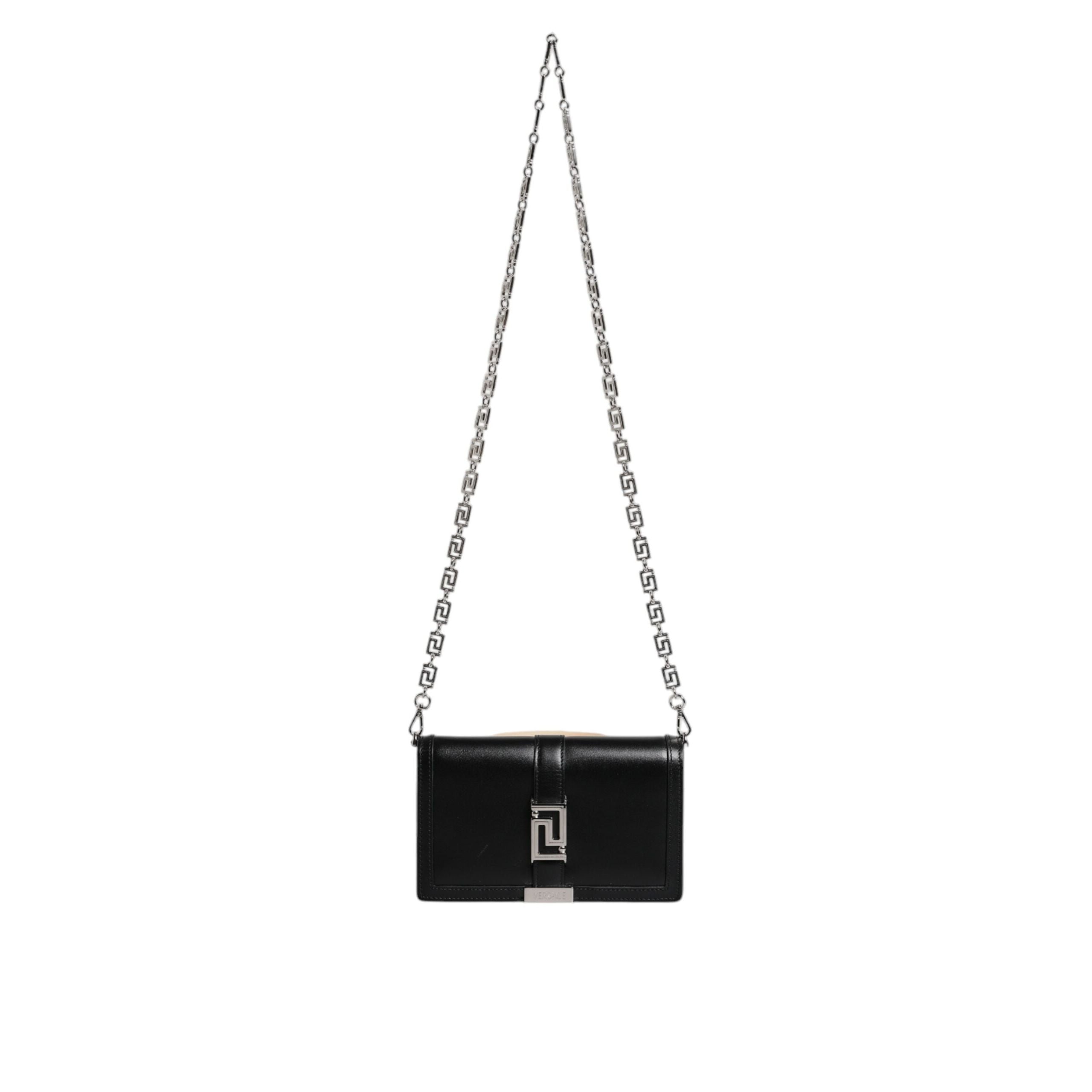 Versace Black Leather Chain Crossbody Bag