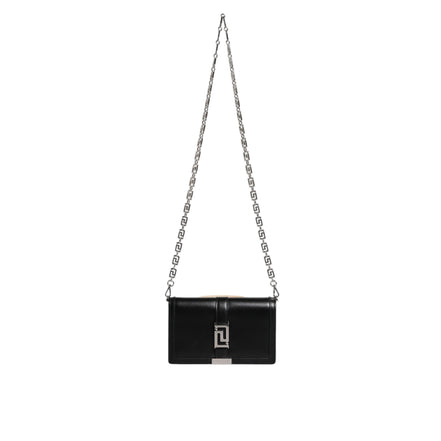 Versace Black Leather Chain Crossbody Bag