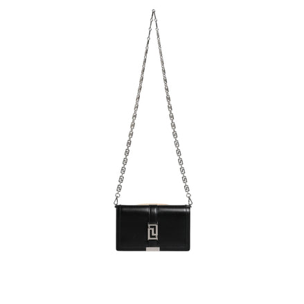 Versace Black Leather Chain Crossbody Bag