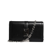 Versace Black Leather Chain Crossbody Bag