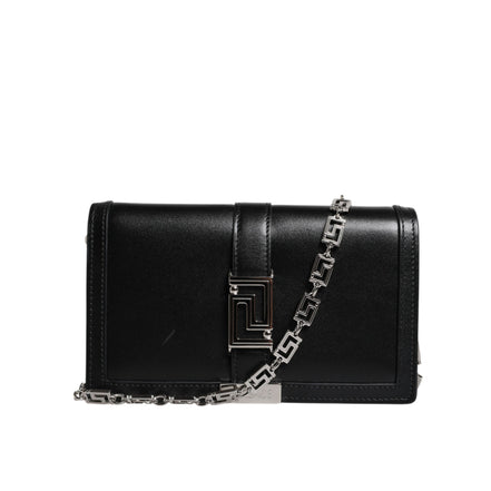 Versace Black Leather Chain Crossbody Bag