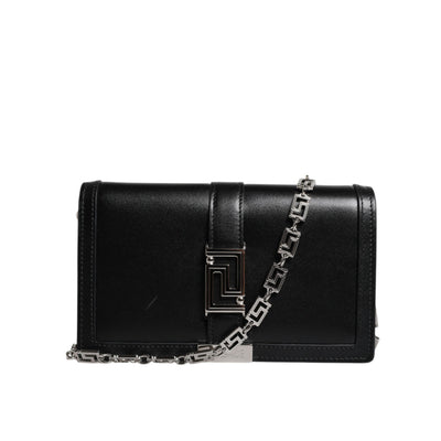Versace Black Leather Chain Crossbody Bag