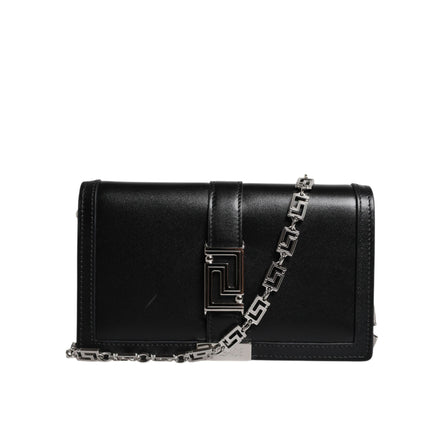Versace Black Leather Chain Crossbody Bag
