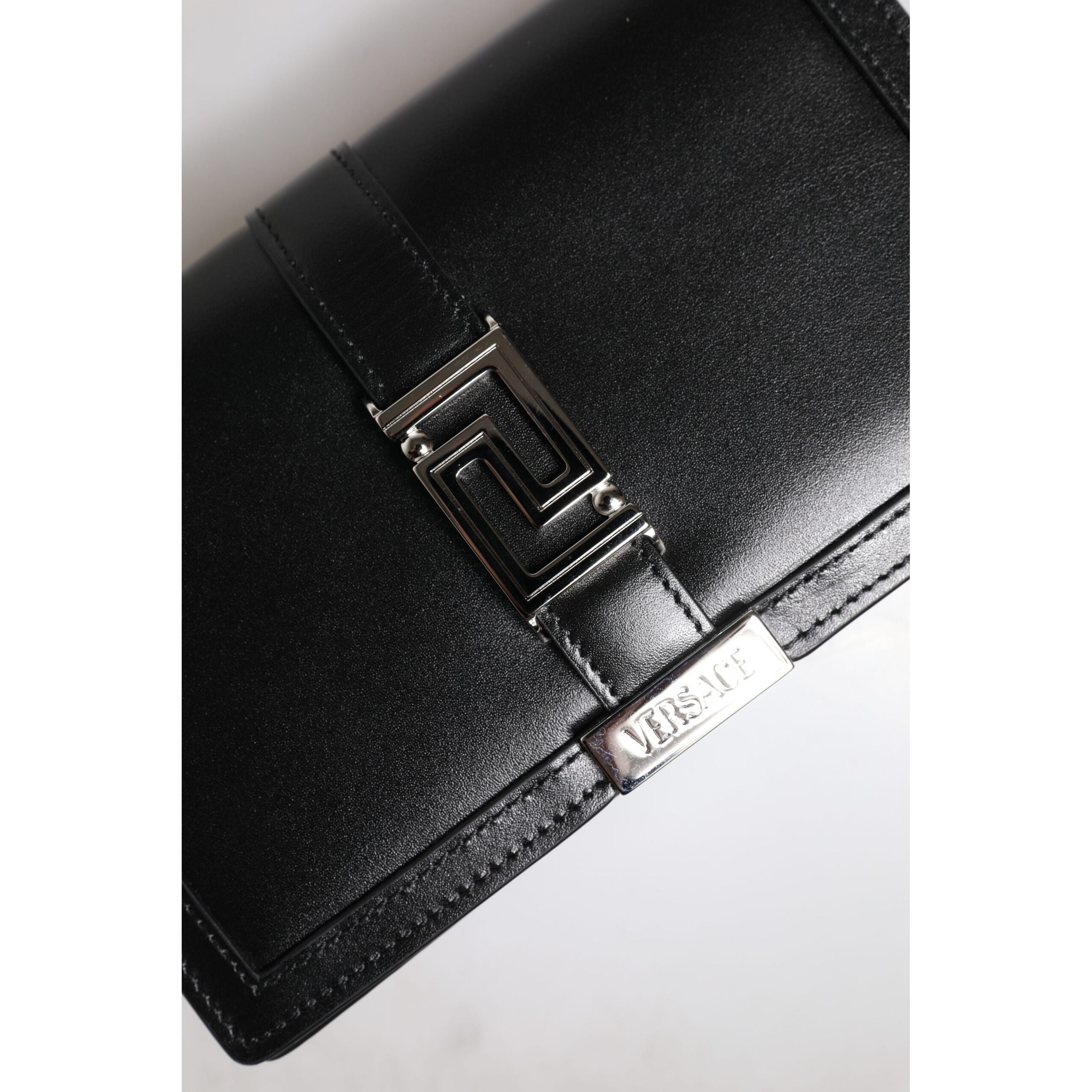 Versace Black Leather Chain Crossbody Bag