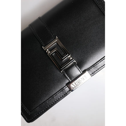 Versace Black Leather Chain Crossbody Bag