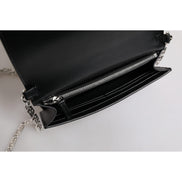Versace Black Leather Chain Crossbody Bag