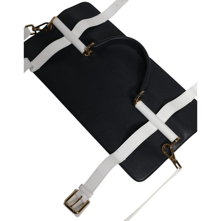 Dolce & Gabbana Blue White Leather Crossbody Bag