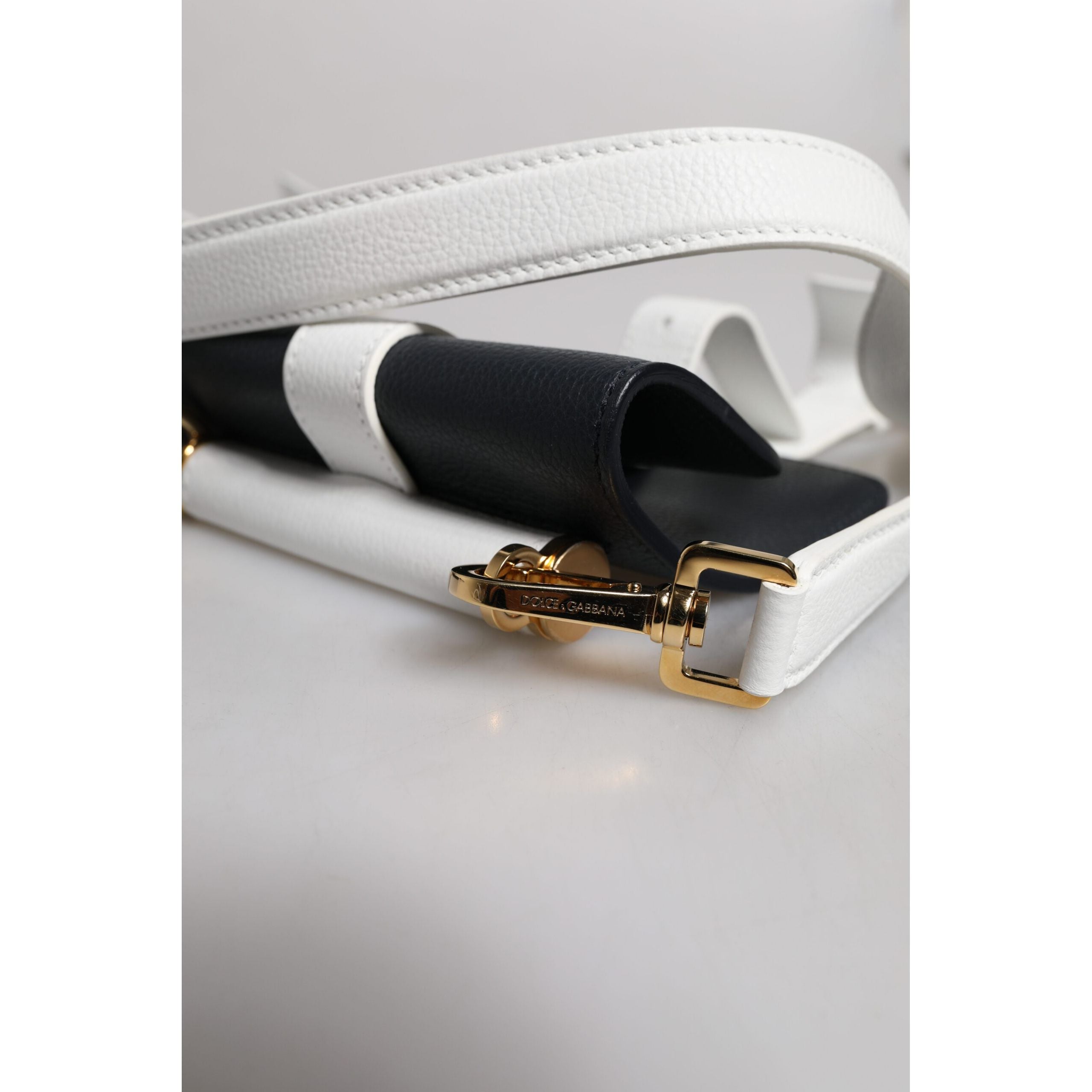 Dolce & Gabbana Blue White Leather Crossbody Bag